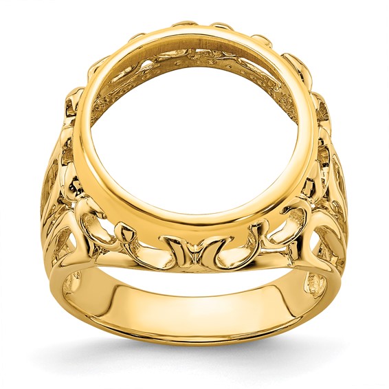 14ky Ladies' Wire Fancy Prong Coin Bezel Ring                         