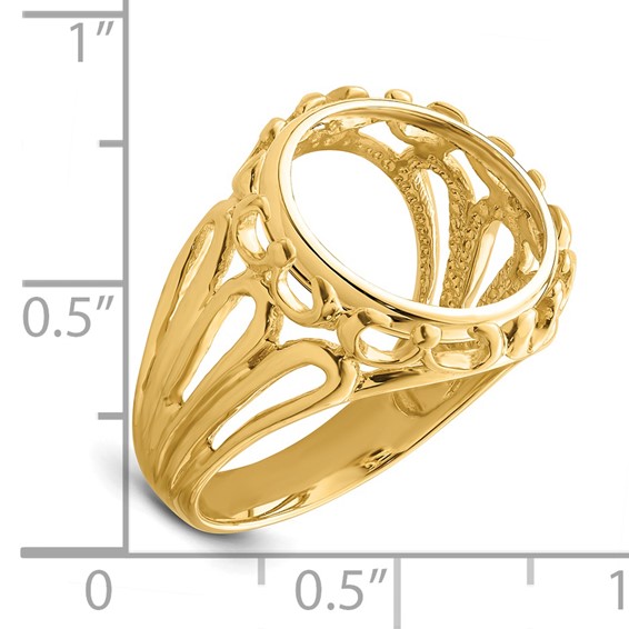 14ky Ladies' Wire Fancy Prong Coin Bezel Ring                         