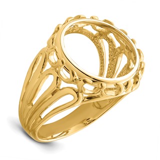 14ky Ladies' Wire Fancy Prong Coin Bezel Ring                         