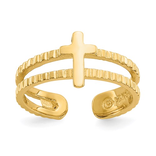 14K Yellow Gold Cross Toe Ring