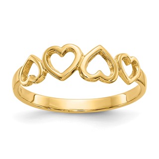 Gold Polished Heart Rings