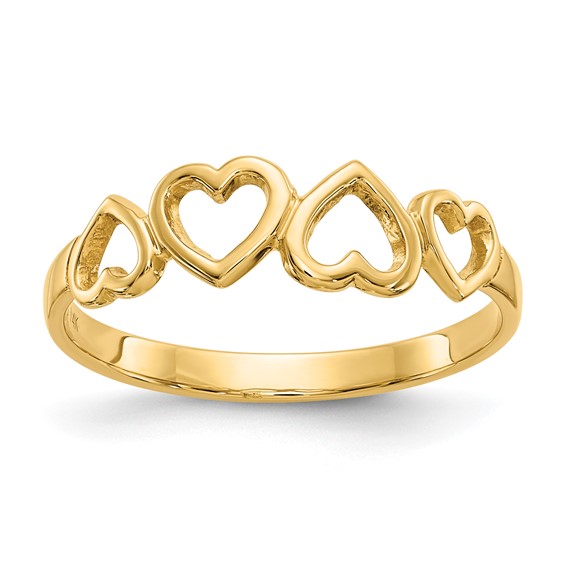 Gold Polished Heart Rings