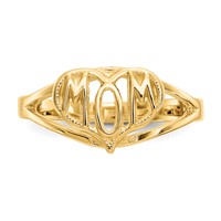 14K Yellow Gold Polished Mom in Heart Ring view 5