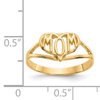 14K Yellow Gold Polished Mom in Heart Ring view 3