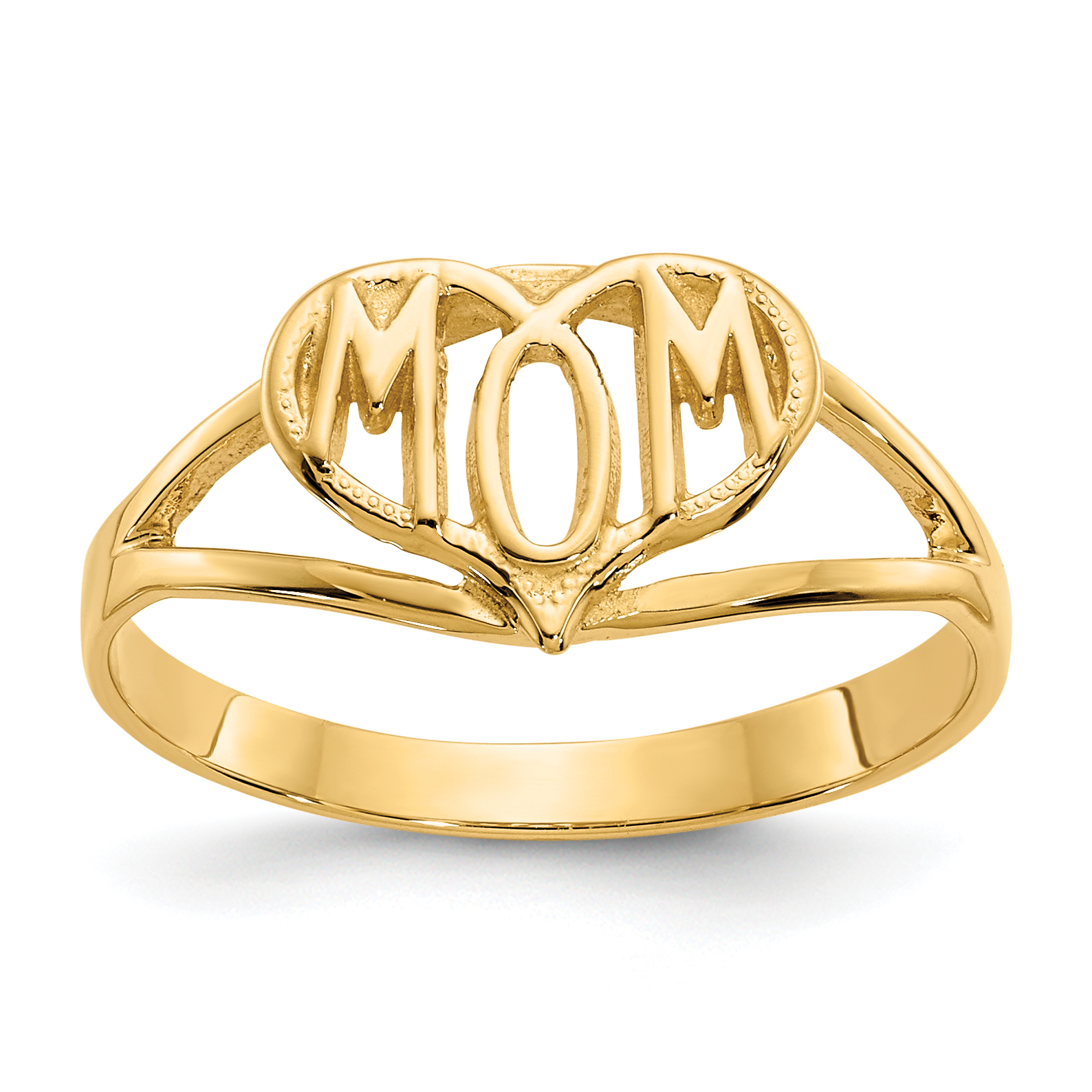 14k Polished Mom Heart Ring (R423)