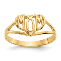 14K Yellow Gold Polished Mom in Heart Ring view 1