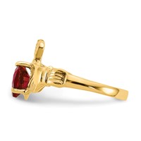 14K Yellow Gold January CZ Heart Birthstone Claddagh Ring view 4