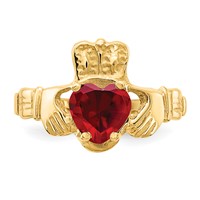 14K Yellow Gold January CZ Heart Birthstone Claddagh Ring view 5