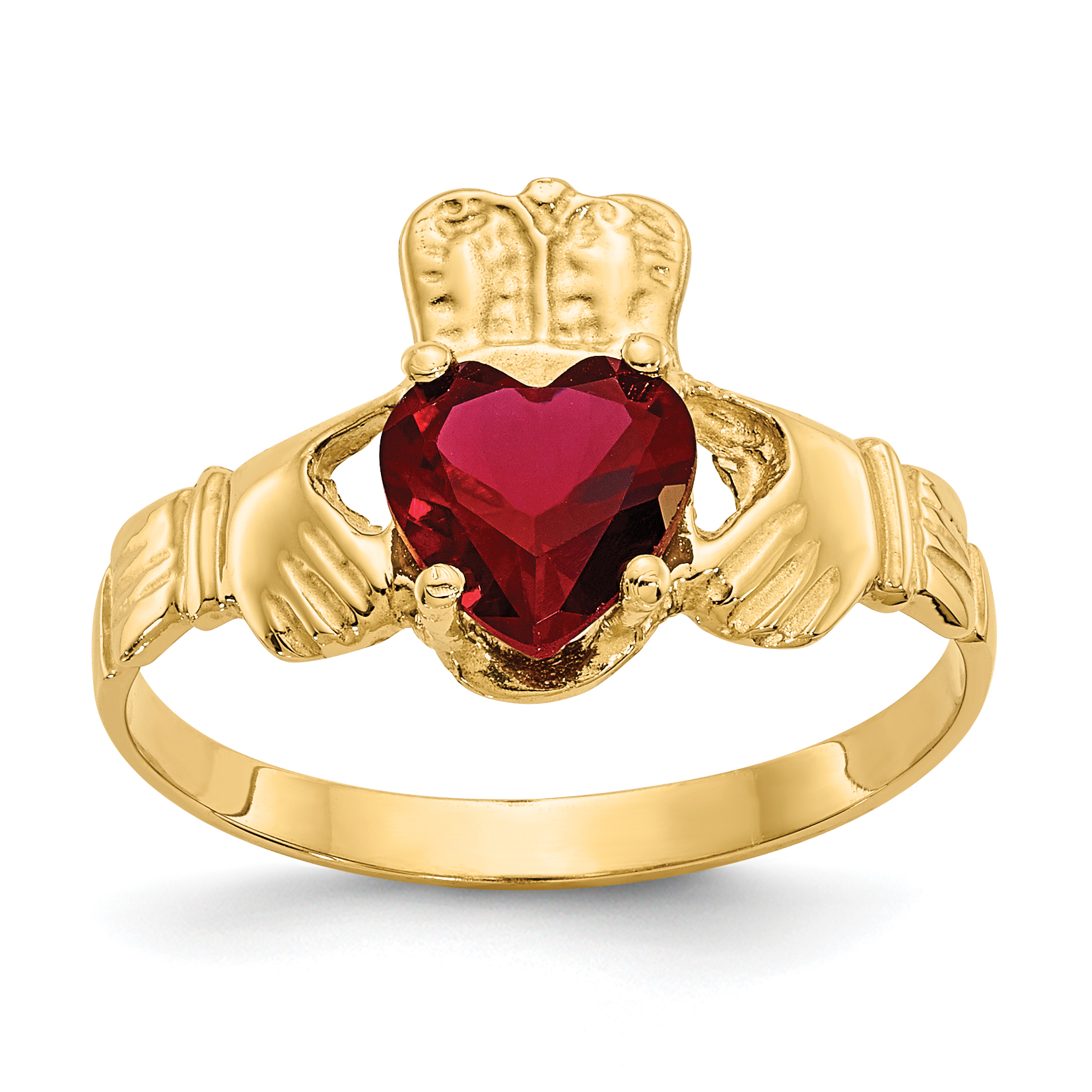 14k January CZ Birthstone Claddagh Ring (R487)