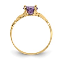 14K Yellow Gold February CZ Heart Birthstone Claddagh Ring view 2