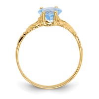 14K Yellow Gold March CZ Heart Birthstone Claddagh Ring view 2