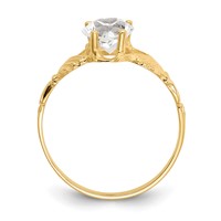 14K Yellow Gold April CZ Heart Birthstone Claddagh Ring view 2