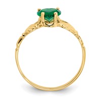 14K Yellow Gold May CZ Heart Birthstone Claddagh Ring view 2