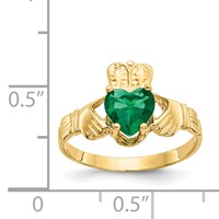 14K Yellow Gold May CZ Heart Birthstone Claddagh Ring view 3
