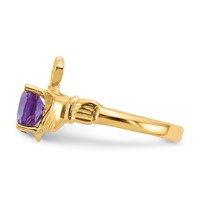 14K Yellow Gold June CZ Heart Birthstone Claddagh Ring view 4