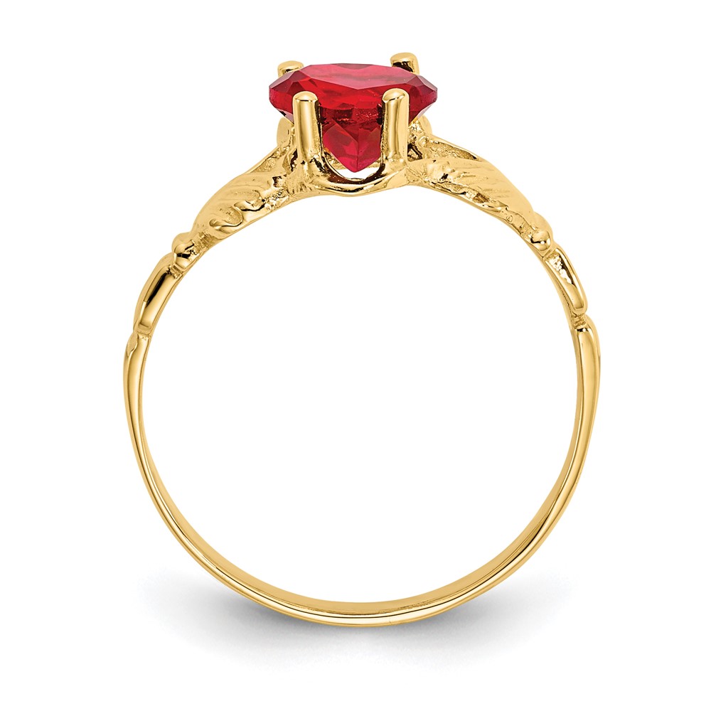 14k July CZ Birthstone Claddagh Ring (R493)