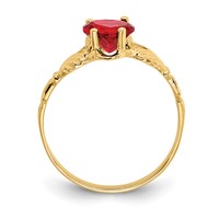 14K Yellow Gold July CZ Heart Birthstone Claddagh Ring view 2