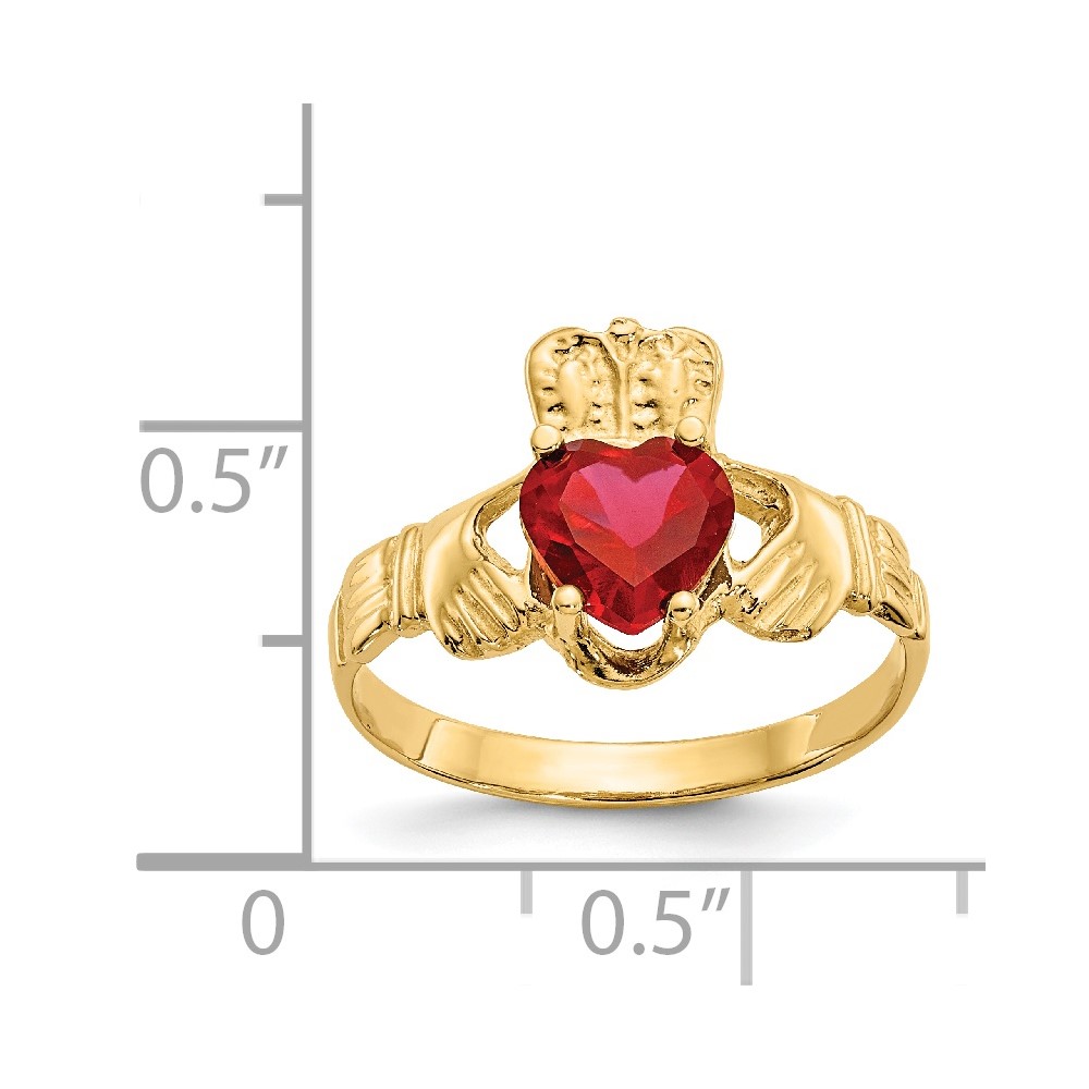 14k July CZ Birthstone Claddagh Ring (R493)