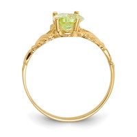 14K Yellow Gold August CZ Heart Birthstone Claddagh Ring view 2