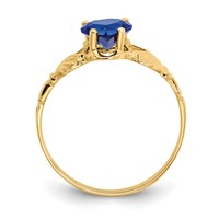 14K Yellow Gold September CZ Heart Birthstone Claddagh Ring view 2