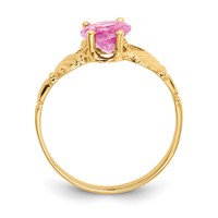 14K Yellow Gold October CZ Heart Birthstone Claddagh Ring view 2