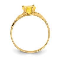 14K Yellow Gold November CZ Heart Birthstone Claddagh Ring view 2