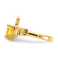 14K Yellow Gold November CZ Heart Birthstone Claddagh Ring view 4