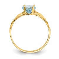 14K Yellow Gold December CZ Heart Birthstone Claddagh Ring view 2