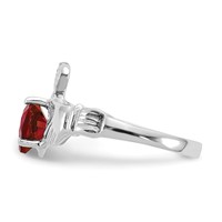 14K White Gold January CZ Heart Birthstone Claddagh Ring view 4