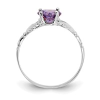 14K White Gold February CZ Heart Birthstone Claddagh Ring view 2