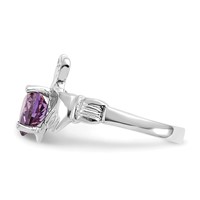 14K White Gold February CZ Heart Birthstone Claddagh Ring view 4