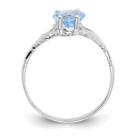 14K White Gold March CZ Heart Birthstone Claddagh Ring view 2