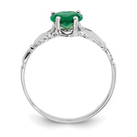 14K White Gold May CZ Heart Birthstone Claddagh Ring view 2