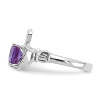 14K White Gold June CZ Heart Birthstone Claddagh Ring view 4