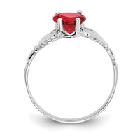 14K White Gold July CZ Heart Birthstone Claddagh Ring view 2