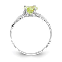 14K White Gold August CZ Heart Birthstone Claddagh Ring view 2