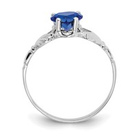 14K White Gold September CZ Heart Birthstone Claddagh Ring view 2