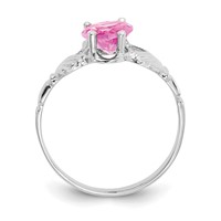 14K White Gold October CZ Heart Birthstone Claddagh Ring view 2