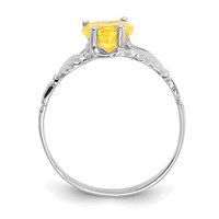 14K White Gold November CZ Heart Birthstone Claddagh Ring view 2