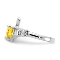 14K White Gold November CZ Heart Birthstone Claddagh Ring view 4