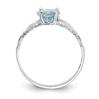 14K White Gold December CZ Heart Birthstone Claddagh Ring view 2