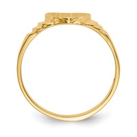 14K Yellow Gold Satin 7.0x 6.5mm Closed Back Heart Signet Ring view 2