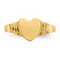 14K Yellow Gold Satin 7.0x 6.5mm Closed Back Heart Signet Ring view 5