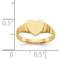 14K Yellow Gold Satin 7.0x 6.5mm Closed Back Heart Signet Ring view 3