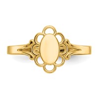 14K Yellow Gold 3.5x 6.0mm Closed Back Polished Center Filigree Oval Signet Ring view 5