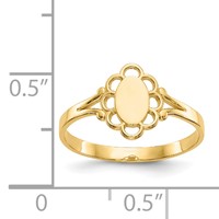 14K Yellow Gold 3.5x 6.0mm Closed Back Polished Center Filigree Oval Signet Ring view 3