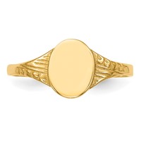 14K Yellow Gold Polished 6.0x 7.5mm Closed Back Oval Signet Ring view 4