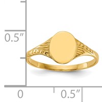 14K Yellow Gold Polished 6.0x 7.5mm Closed Back Oval Signet Ring view 5