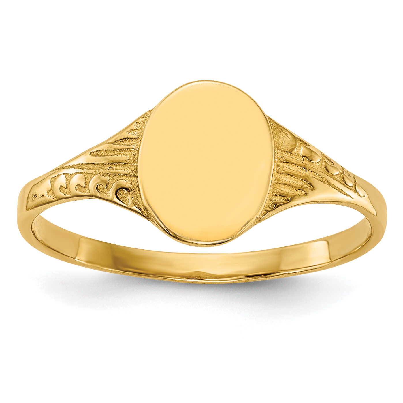 14K Oval Polished Child Signet Ring (R520)
