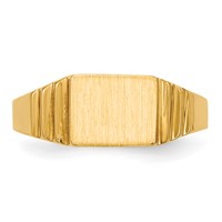 14K Yellow Gold Satin 6.5x5.2mm Closed Back Rectangular Signet Ring - Size 2.25 view 4